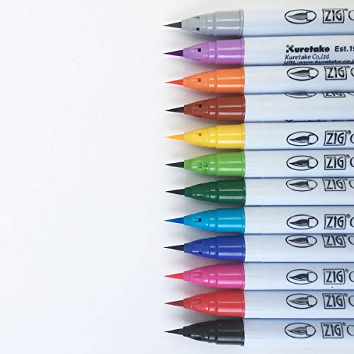 Zig Clean Color Real Brush Markers, Multicolor, 12-Pack (Rb600012) #TOP2