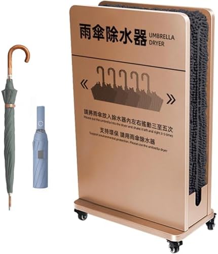Eco-Friendly Umbrella Dryer Machine - Rainwater Remover Stand with Casters, Drip Catcher, Removable Water Tray & External Holder for Quick Drying