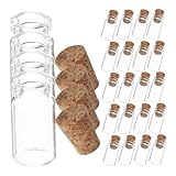 BIUDECO 24 piezas Mini Frascos de Vidrio con Tapón de Corcho Frascos Pequeños para Manualidades y Decoración Botellas Pequeñas para Rellenar