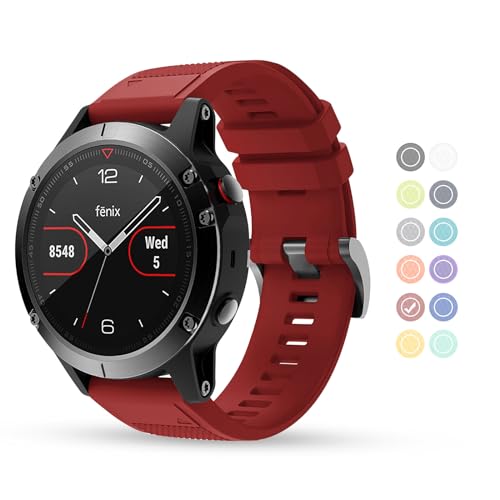 Correa silicona 22mm para Garmin Fenix 6 roja miniatura 1