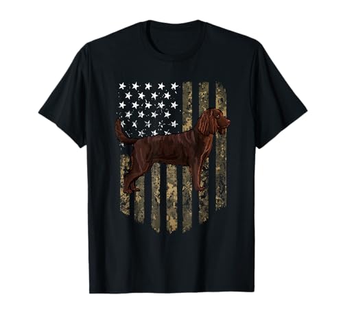 Camo American Flag American Water Spaniel 4th Of July USA T-Shirt