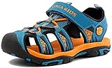  Jungen Sandalen, Kinder Jungen Mädchen Sandalette Schuhe Outdoor Sport Sandalen Klettverschluss Sommer Schuhe(Blau 25EU)