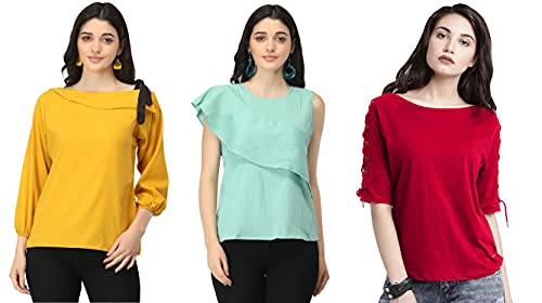Image of DHRUVI TRENDZ Women's Regular Fit Tops | T Shirt for Women | Tops for Jeans for Women | Tops for Women | Western Tops for Women Stylish | T-Shirt for Women