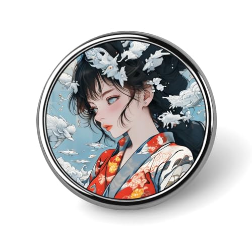 バッジ 円形 漫画 和風 アニメ 女子 ピンバッジ ネクタイピン アクセサリー バッジピン バッグ飾り 合金製 おしゃれ 軽量 紛失防止 人気 丸型 かわいい メンズ レディース 贈り物