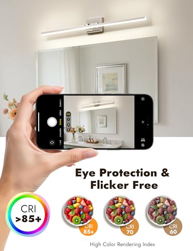 Image of NIORSUN 39.4 Inch Modern Bathroom Light Fixture, 24W 5CCT Dimmable LED Chrome Bathroom Vanity Lights Over Mirror, Vanity Lights for Bathrooms Restroom Mirror- ETL Certified