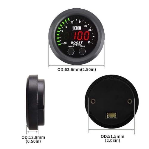 Zhsymx BTM-Y-CB-02-KIT Universal Turbo Boost/Vacuum Gauge Kit Includes Electronic Pressure Sensor Red Led Light Psi Meter thumb #4