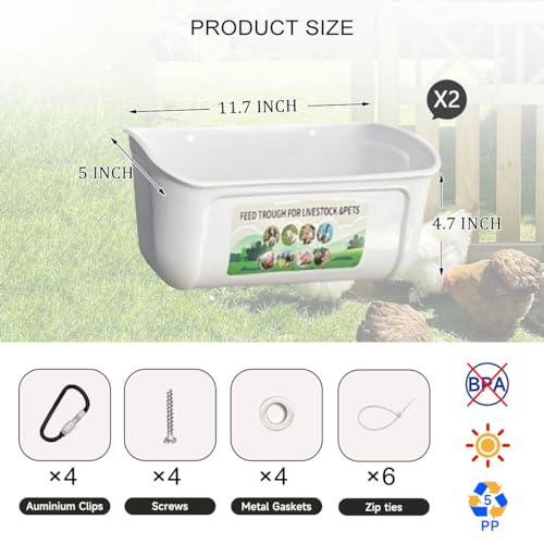 JINNAGLTU Comedouro de galinha para cabra com clipe para pendurar cerca alimentadora de aves, recipi