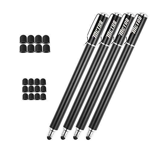 Mixoo Capacitive Stylus Pens,Rubber Tips 2 in 1 Series, High Sensitivity & Precision styli Pens for Touch Screens Devices, 4 Pcs, Black