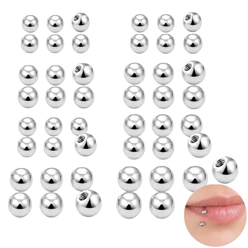 witpine 48 Boules Piercing Langue, Labret Lèvre Et Nombril, 1,2/1,6 Mm