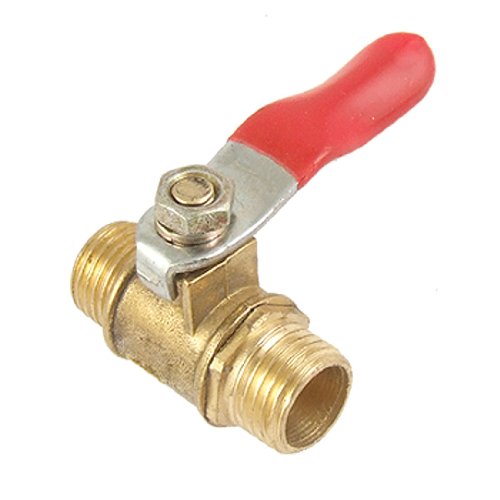 sourcingmap Full Port M Thread Lever Ball Valve for 13mm Dia Pipe, Gold Tone and Red