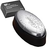 NUMY VANPERSIE Stainless Steel Soap Bar to Remove Odors 1pcs, Silver, Oval with Base, 4×2.6×1.2 in
