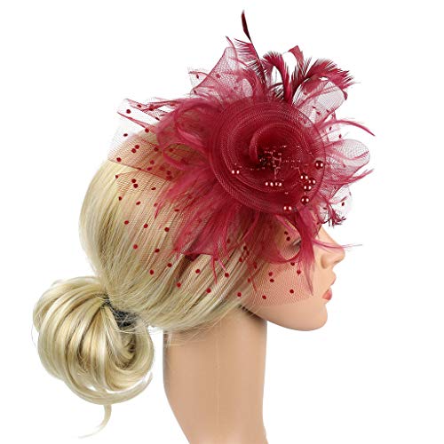 Uangkou HAIR CLIP CHRISTMAS HEADWEAR HEADBAND Women'S Fascinators Hat For Women Wedding Flower Mesh Feathers Hair Clip Blue Fascinators thumb #3