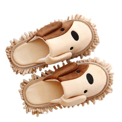 Mooyii 1 Paar Cartoon Hund Mopp Hausschuhe Mikrofaser Reinigen Abstauben Hausschuhe Abnehmbare Wischen Abstauben Schuhe Slipper für Office Home Zimmer