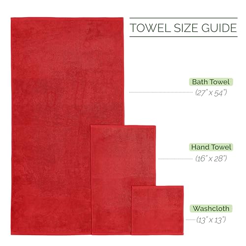 Elegant Comfort 100% Turkish Cotton Corduroy Ribbed Luxury Bath Towels 6-Piece Set, Premium Feel - Quick Dry, Highly Absorbent, Contains 2 Bath Towels, 2 Hand Towels, and 2 Washcloths, Red
