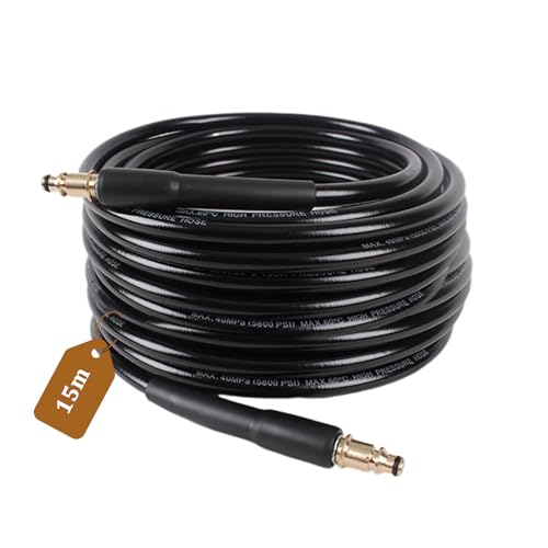 MIPIACE 15M Tubo Flessibile ad Alta Pressione per Kärcher con Connettore Rapido Tubo Flessibile per Idropulitrice K2 K3 K4 K5 K7 Tubo di Ricambio ad Alta Pressione per Pulizia Auto Strada