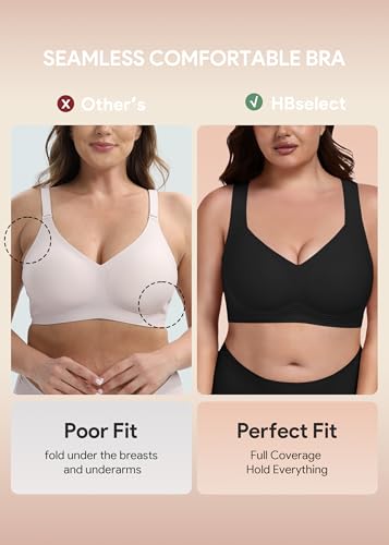 Image of HBselect Jelly Bras for Women No Underwire Plus Size Wireless Seamless Bras | push up,full coverage,for large breast,minimizer bra,separation & support,tshirt bras,soft comfy seamless wireless bralette
