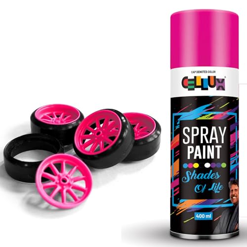 Image of Cellux 2X Ultra Cover Fluorescent Pink Spray Paint | DIY, Quick Drying with Premium Gloss Finish for Metal, Wood, Wall & other Surfaces - 400 ML