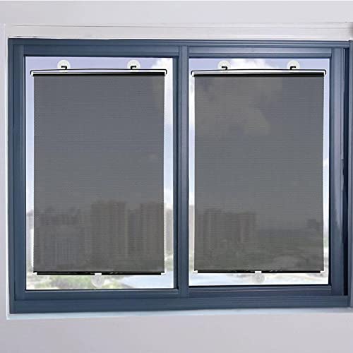 Agashi Saugnapf-Rollo, Einziehbares Verdunkelungsrollo, Rollo Ohne Bohren, Fensterrollo Mit Wärmeisolierung, Sonnenschutzvorhang/Black/68X125Cm(26.8 * 49.2In)
