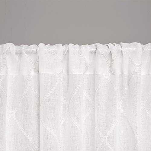 Madison Park Irina Sheer Embroidered Single Curtain for Kitchen, Transitional Fabric Sheers Single Curtain for Living Room, 1-Panel Pack, 50 x 84, White