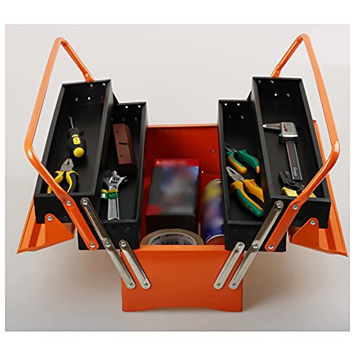 Werkzeugbox Werkzeugkoffer Mehrschichtiger, zusammenklappbarer Eisen-Werkzeugkasten, tragbar, for Reparaturen, Elektriker, Haushalt, Auto-Hardware-Organizer und Aufbewahrungstruhe, tragbar Schnellver