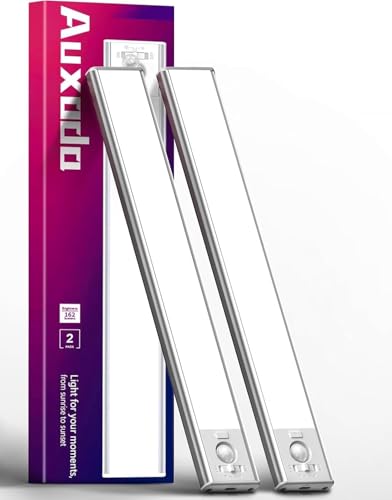 Under Cabinet Lighting 2 Pack, 2200mAh Motion Sensor Light Indoor, Rechargeable Closet Lights Motion Sensored, Adjustable Brightness, Under Counter Lights for Kitchen