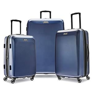 American Tourister Moonlight Hardside Expandable Luggage with Spinner Wheels, Navy, 3-Piece Set (21/24/28)