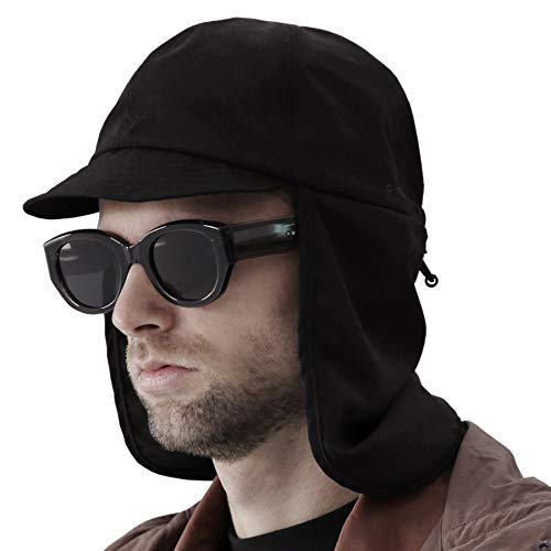Undercontrol Neck Flap Supplex Folding Cap Upf 40 Outdoor Safari Uv Sun Protect Quick Dry Fishing Booney Hat Cachalot (Black) #TOP25