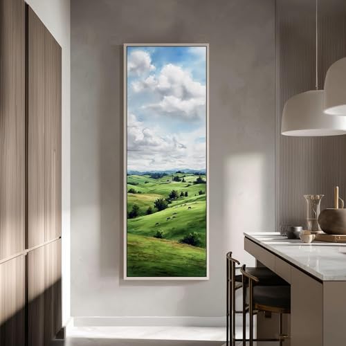 Tableau panoramique grand format collines verdoyantes 45x135 cm