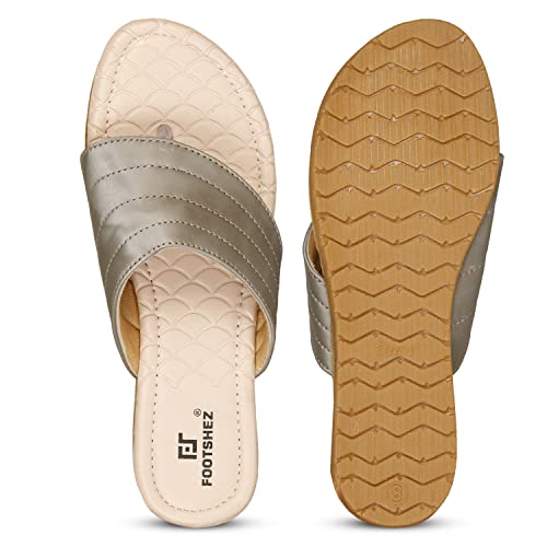 Image of Footshez Women's Synthetic Leather Slip On Comfortable Regular Fashion Slippers