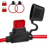 Inline Fuse Holder 12V 2 Pack, 18 AWG Waterproof Fuse Holder 11.8 Inch, in Line Fuses Holders 12V with 2 Pcs Standard Car Fuses 10A Blade Holders for Automotive, Marine by XIOGZAXI