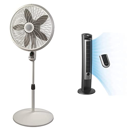 Lasko 1885 18" Cyclone Pedestal Fan With Remote Control, 18 Inches White & Portable Electric 42" Oscillating Tower Fan With Nighttime Setting, Timer And Remote Control, Silver T42951 #TOP13