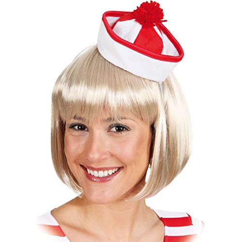 Sailor - Cerchietto per capelli rosso e bianco, mini cappello da marinaio