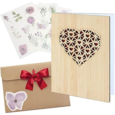 Haisheng Tarjeta Cumpleaños de Madera con Corazón Cover