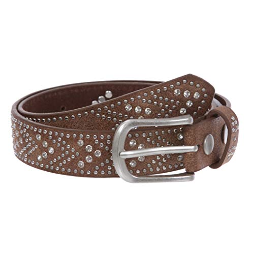 Ceinture scintillante avec strass pour fille marron 28 mm style clous ajustable