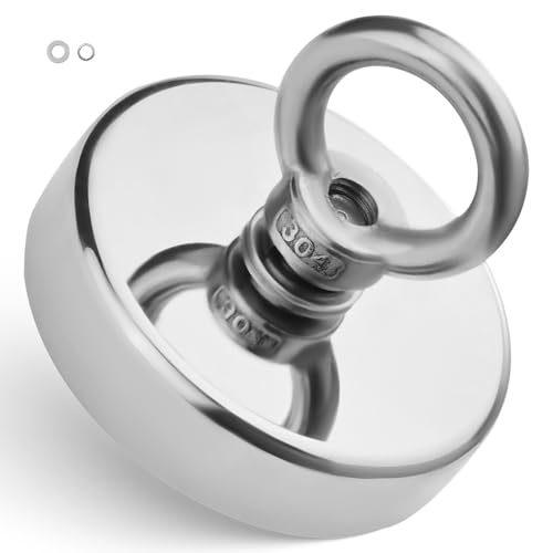 Happybuy Fishing Magnet with 700 LBS/318 Kg Pulling Force. Super Strong Neodymium Magnet for Retrieving in River. Rare Earth Magnet with 2.36 in/60 mm Handle Diameter. Ideal for Magnetic Fishing