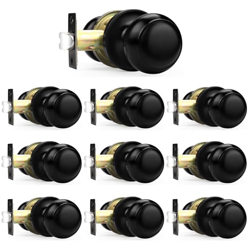 Probrico pomos para puerta muñeco de paso de privacidad de entrada jedo y Pull Negro Lock, 10 unidades