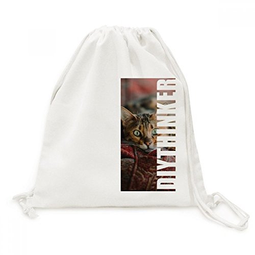 Sac dos cordon chat yeux verts toile de voyage léger imprimé animalier