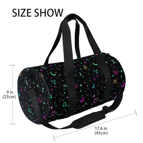 Bright Stars Zodiac Signs Duffel Bags Gym Bag Round Sports Bag Canvas Travel Luggage Overnight Bags for Men Women3