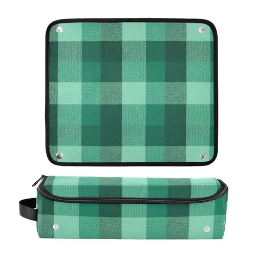 GuoChe Hair Tool Travel Bag para Mujeres y Tapete Resistente al Calor con Patrón de Cuadros Verde miniatura 3