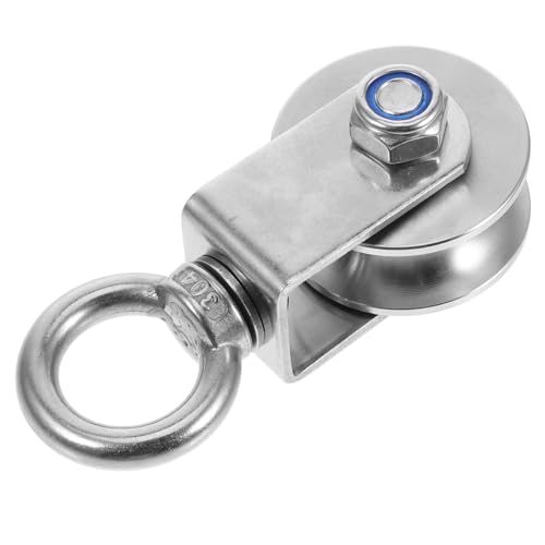 PartyKindom Swivel Pulley Stainless Steel Heavy Duty Roller Groove Hook for Industrial and Construction Use Easy Installation Versatile Lifting for Wire Rope Applications