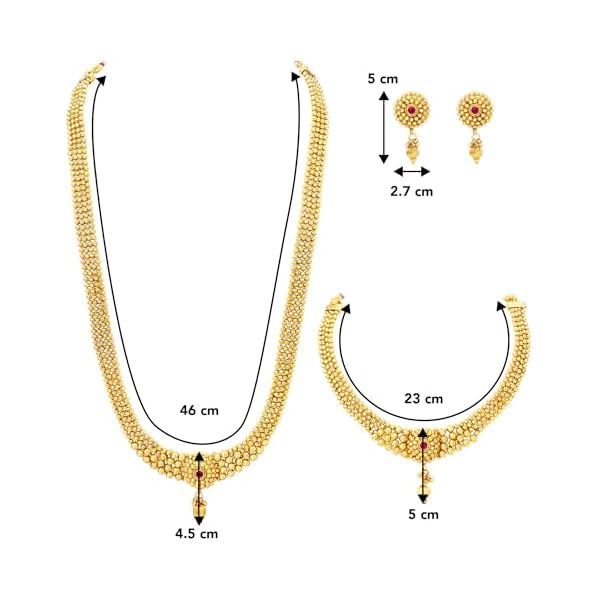 Peora Traditional Gold Plated Maharani Haar Bridal Jewellery Set Gift for Women - Image 6