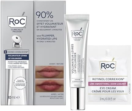 RoC Derm Correxion Lip Volumizer - Lip Plumper Peptide Treatment + Hyaluronic Acid & Vitamin E with Line Smoothing Eye Packette