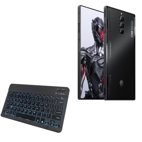 BoxWave Keyboard Compatible with ZTE Nubia Red Magic 8 Pro+ - SlimKeys Bluetooth Keyboard - with Backlight, Portable Slim LED 7 Colors - Jet Black