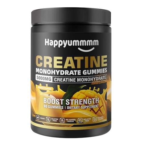 Creatine Monohydrate Gummies NSF Certified 5g Dose for Men & Women to Support Muscle Strength Recovery Cognitive Health & Memory Mango Flavor 90 Gummies