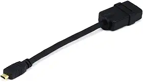 Monoprice Cabo HDMI 107603 de 15 cm 34 AWG de alta velocidade com Ethernet - Micro conector HDMI macho para conector HDMI fêmea, preto (107603)