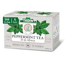 Tadin Peppermint Tea, Herbal Tea, Caffeine Free, 24 Tea Bags Per Box, Pack of 6