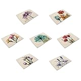 HACASO Tropical Plants Forest Pattern Dining Table Mats Set of 7 Cotton Linen Placemats(10)