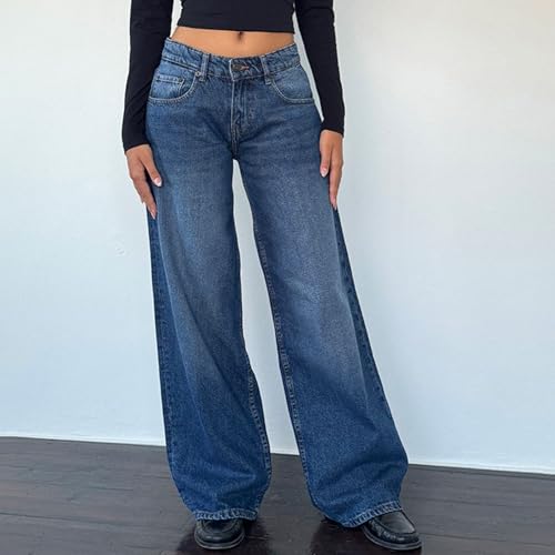 fanmpghleoo Low Rise Baggy Jeans for Women Wide Straight Leg Boyfriend Jeans Baggy Trendy Cowgirl Pants Lounge Denim Outfit2