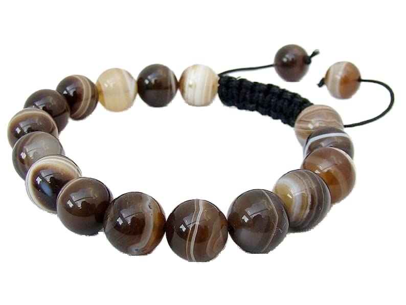 Bracelet ajustable agate 10mm contre le stress quotidien pour homme et femme