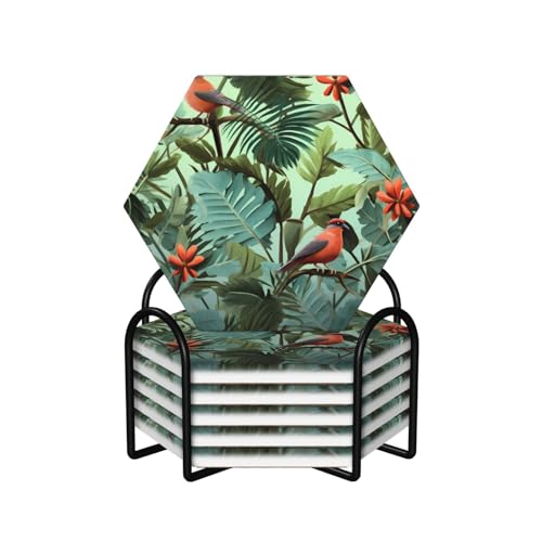 Dessous de verre avec support absorbant en céramique pour tasse à café et verre - 2